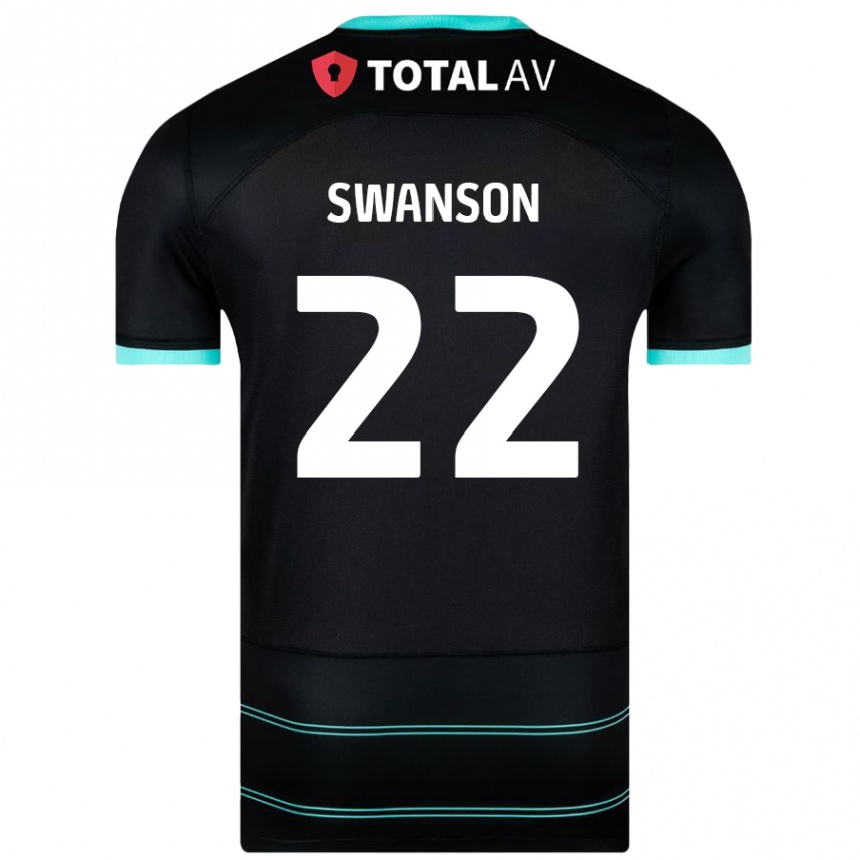 Kinder Fußball Zak Swanson #22 Schwarz Auswärtstrikot Trikot 2024/25 T-Shirt Luxemburg