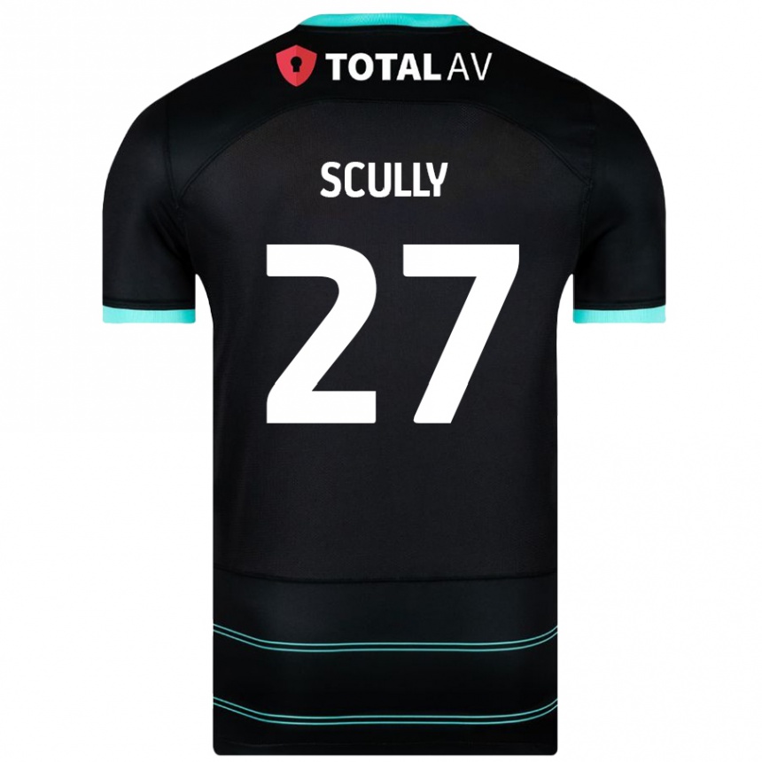 Kinder Fußball Anthony Scully #27 Schwarz Auswärtstrikot Trikot 2024/25 T-Shirt Luxemburg