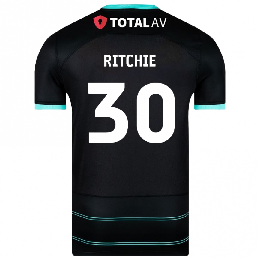 Kinder Fußball Matt Ritchie #30 Schwarz Auswärtstrikot Trikot 2024/25 T-Shirt Luxemburg