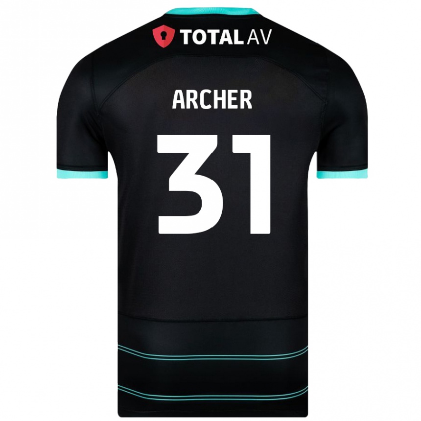 Kinder Fußball Jordan Archer #31 Schwarz Auswärtstrikot Trikot 2024/25 T-Shirt Luxemburg