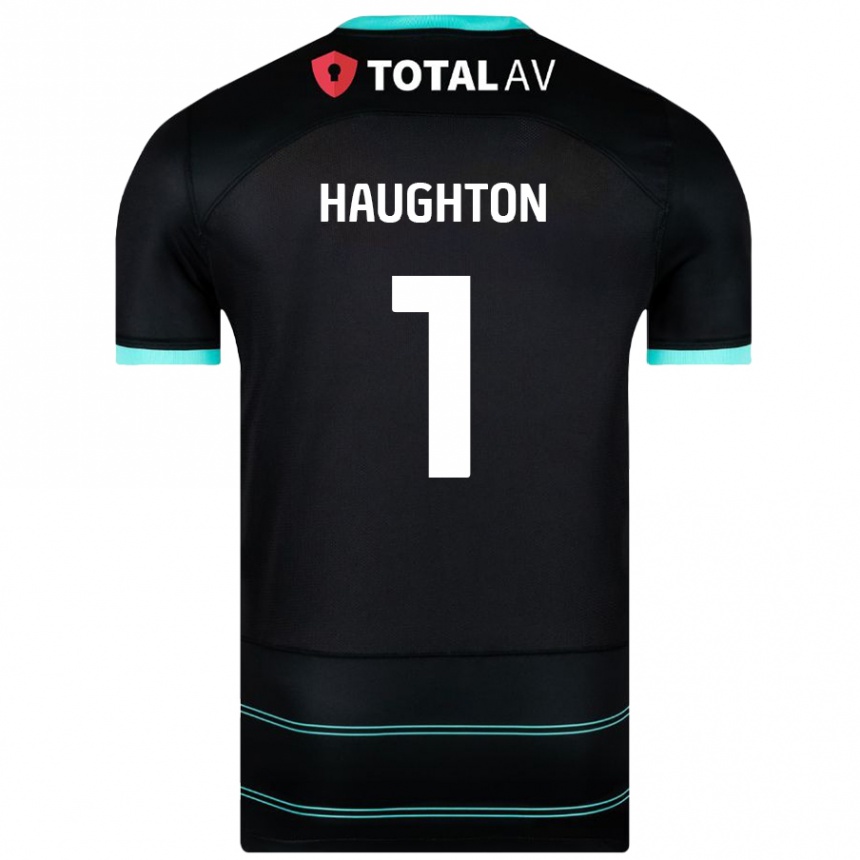 Kinder Fußball Hannah Haughton #1 Schwarz Auswärtstrikot Trikot 2024/25 T-Shirt Luxemburg