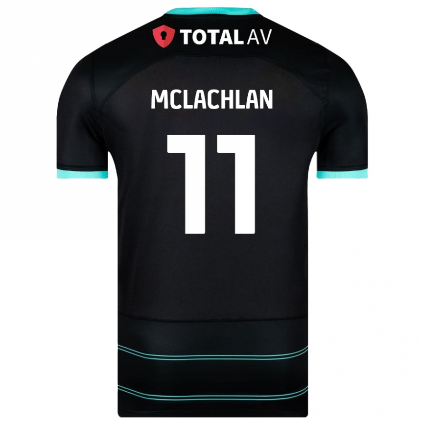 Kinder Fußball Daisy Mclachlan #11 Schwarz Auswärtstrikot Trikot 2024/25 T-Shirt Luxemburg