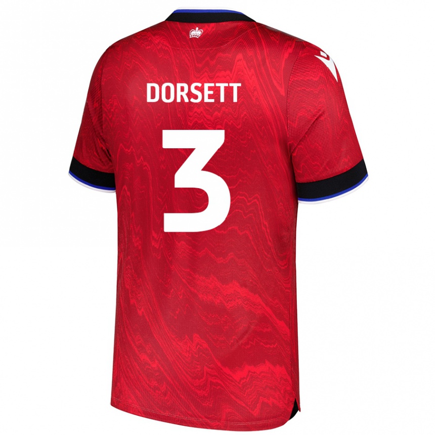 Kinder Fußball Jeriel Dorsett #3 Rot Schwarz Auswärtstrikot Trikot 2024/25 T-Shirt Luxemburg