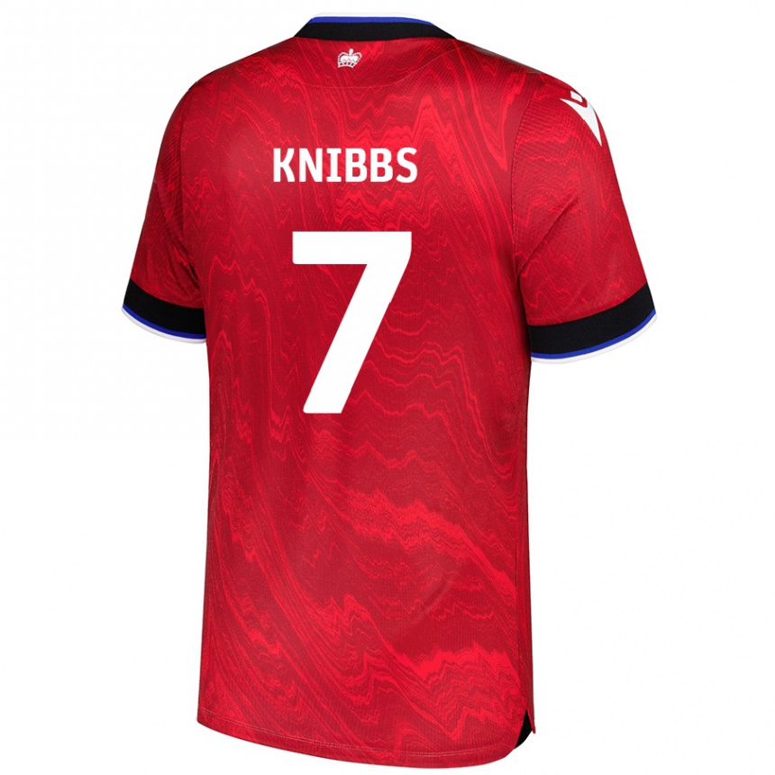 Kinder Fußball Harvey Knibbs #7 Rot Schwarz Auswärtstrikot Trikot 2024/25 T-Shirt Luxemburg