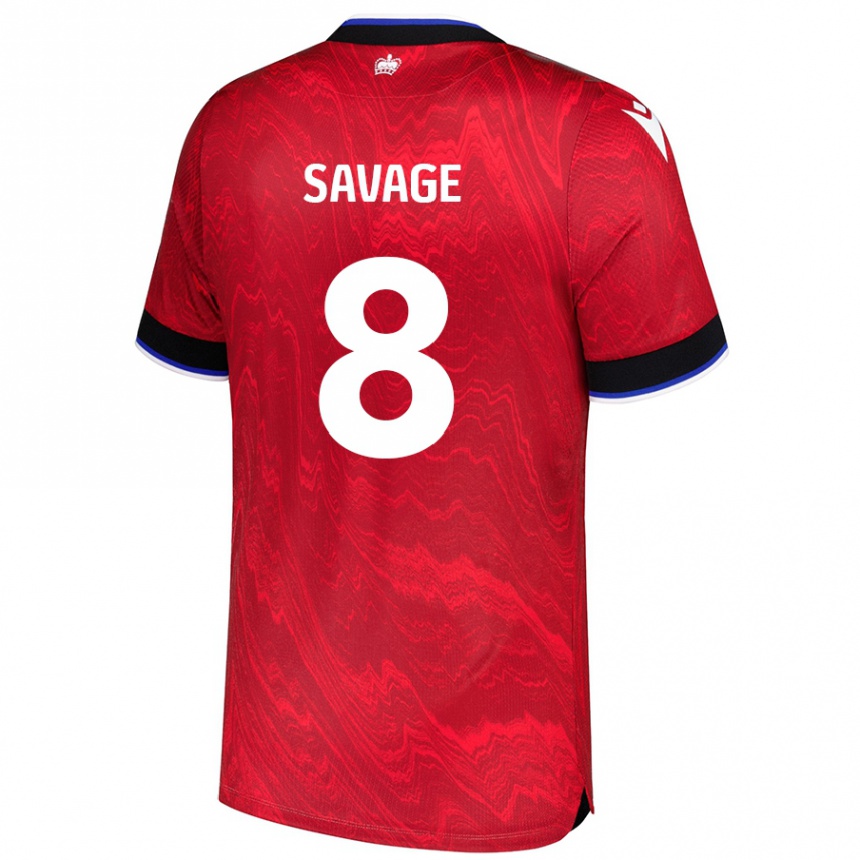 Kinder Fußball Charlie Savage #8 Rot Schwarz Auswärtstrikot Trikot 2024/25 T-Shirt Luxemburg