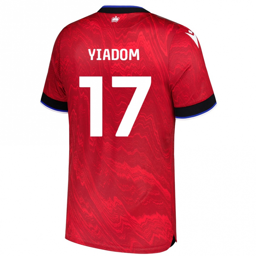 Kinder Fußball Andy Yiadom #17 Rot Schwarz Auswärtstrikot Trikot 2024/25 T-Shirt Luxemburg