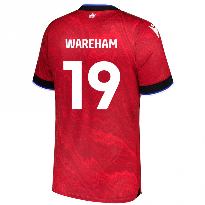 Kinder Fußball Jayden Wareham #19 Rot Schwarz Auswärtstrikot Trikot 2024/25 T-Shirt Luxemburg