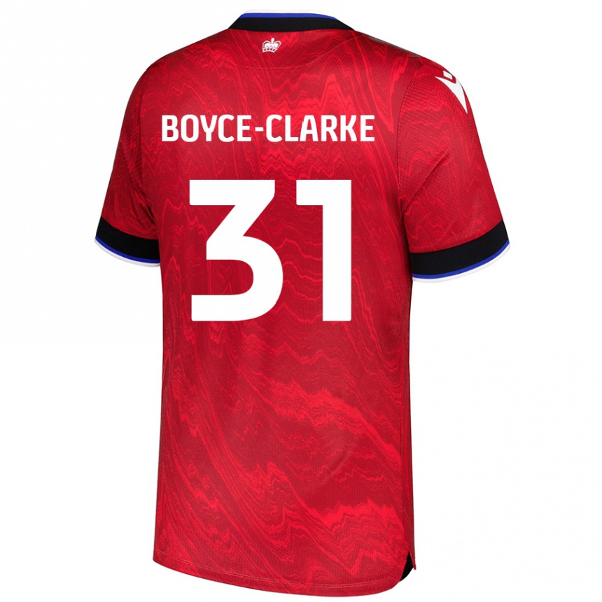 Kinder Fußball Coniah Boyce-Clarke #31 Rot Schwarz Auswärtstrikot Trikot 2024/25 T-Shirt Luxemburg