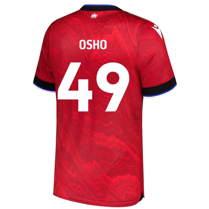 Kinder Fußball Emmanuel Osho #49 Rot Schwarz Auswärtstrikot Trikot 2024/25 T-Shirt Luxemburg