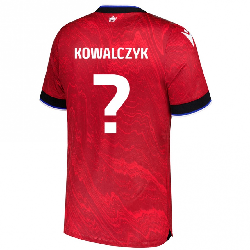 Kinder Fußball Kacper Kowalczyk #0 Rot Schwarz Auswärtstrikot Trikot 2024/25 T-Shirt Luxemburg