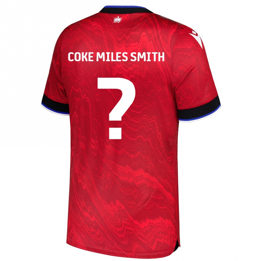 Kinder Fußball Kiyan Coke Miles Smith #0 Rot Schwarz Auswärtstrikot Trikot 2024/25 T-Shirt Luxemburg