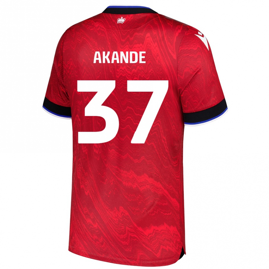 Kinder Fußball Adrian Akande #37 Rot Schwarz Auswärtstrikot Trikot 2024/25 T-Shirt Luxemburg