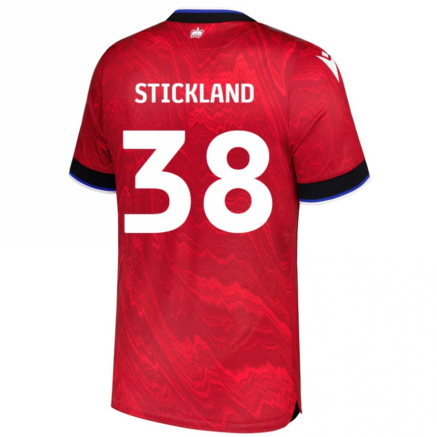 Kinder Fußball Michael Stickland #38 Rot Schwarz Auswärtstrikot Trikot 2024/25 T-Shirt Luxemburg