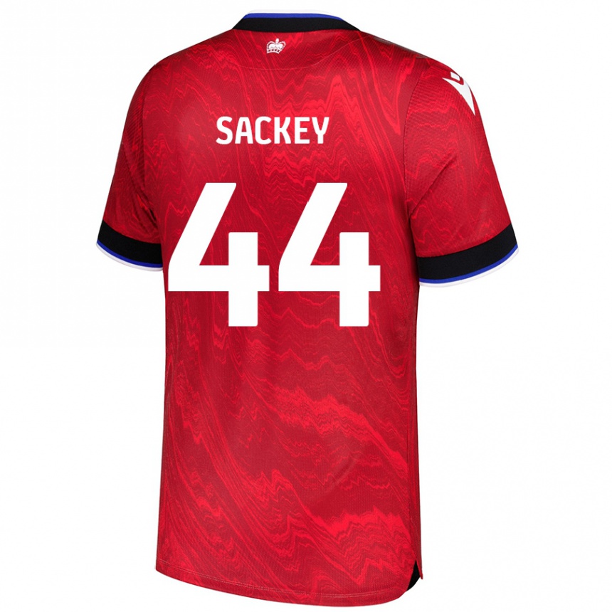 Kinder Fußball Tyler Sackey #44 Rot Schwarz Auswärtstrikot Trikot 2024/25 T-Shirt Luxemburg