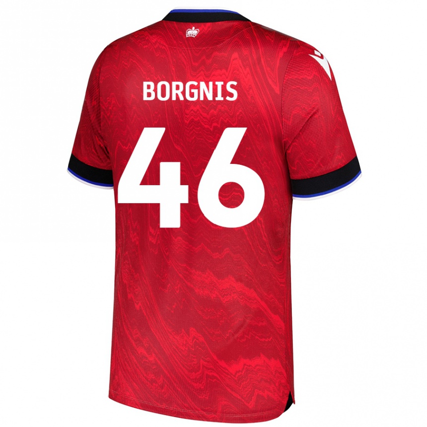 Kinder Fußball Jacob Borgnis #46 Rot Schwarz Auswärtstrikot Trikot 2024/25 T-Shirt Luxemburg