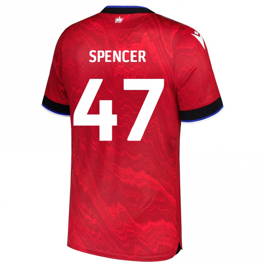 Kinder Fußball Shay Spencer #47 Rot Schwarz Auswärtstrikot Trikot 2024/25 T-Shirt Luxemburg