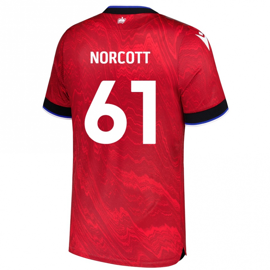 Kinder Fußball Tom Norcott #61 Rot Schwarz Auswärtstrikot Trikot 2024/25 T-Shirt Luxemburg