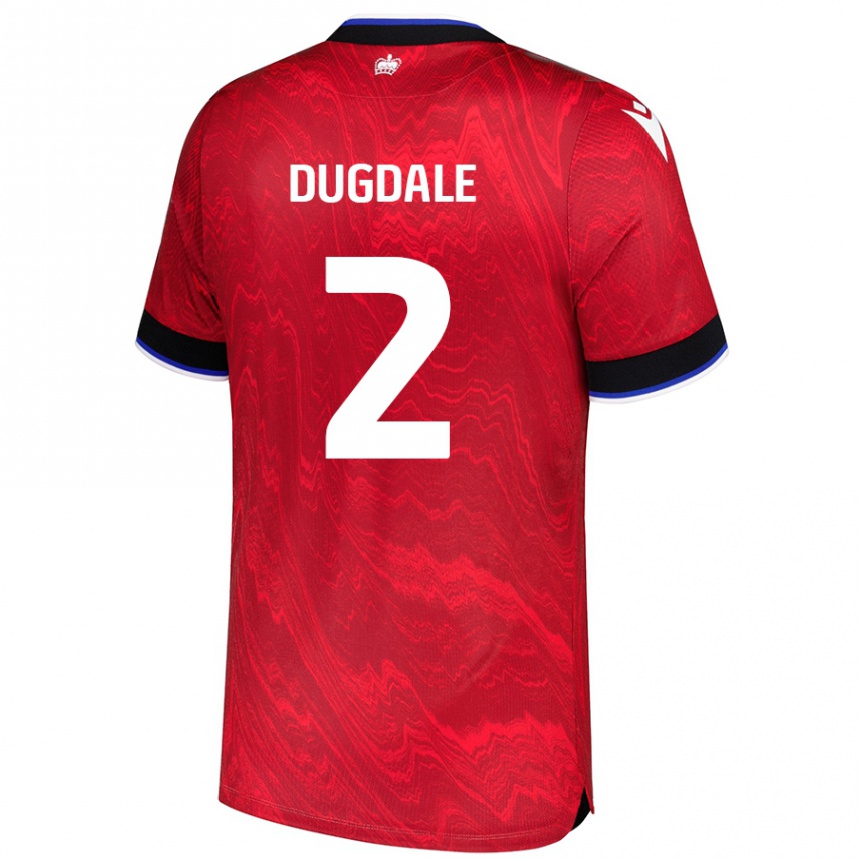 Kinder Fußball Rachel Dugdale #2 Rot Schwarz Auswärtstrikot Trikot 2024/25 T-Shirt Luxemburg