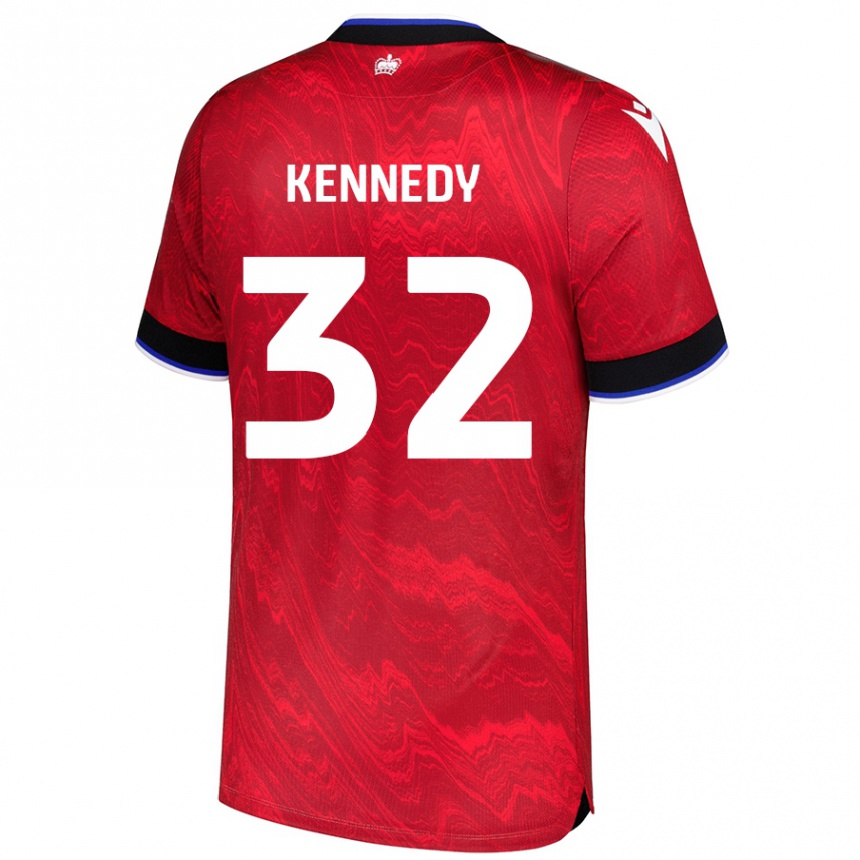 Kinder Fußball Stevie Kennedy #32 Rot Schwarz Auswärtstrikot Trikot 2024/25 T-Shirt Luxemburg