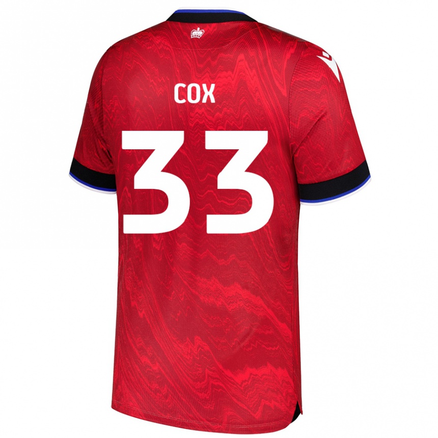 Kinder Fußball Bella Cox #33 Rot Schwarz Auswärtstrikot Trikot 2024/25 T-Shirt Luxemburg