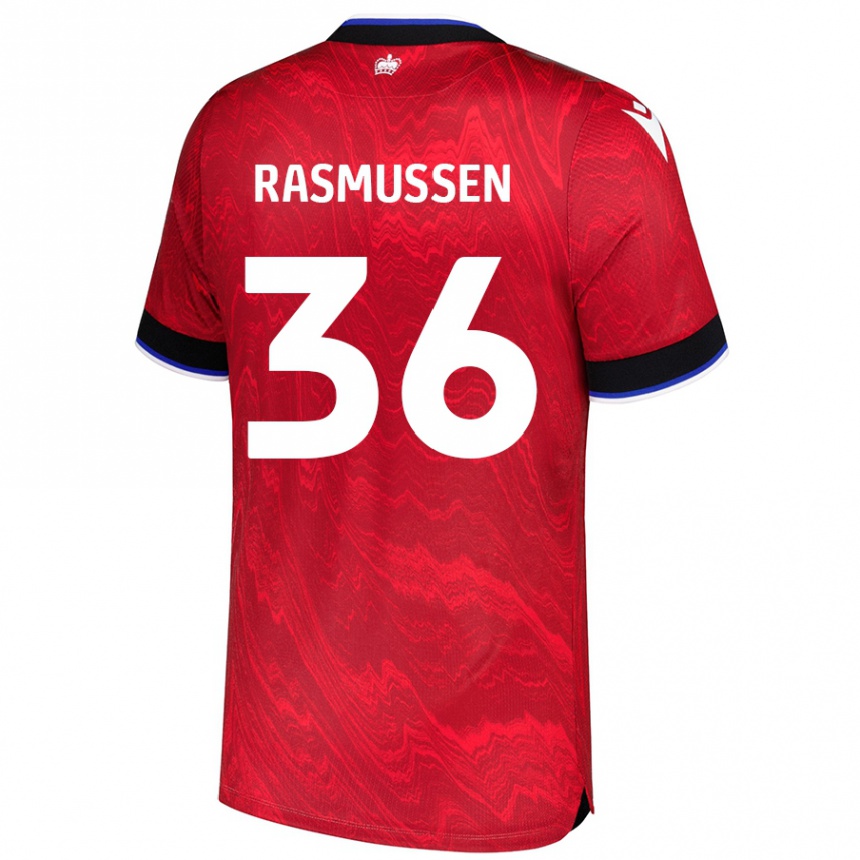 Kinder Fußball Tash Rasmussen #36 Rot Schwarz Auswärtstrikot Trikot 2024/25 T-Shirt Luxemburg