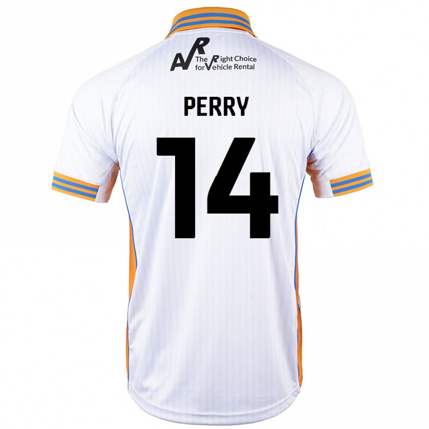 Kinder Fußball Taylor Perry #14 Weiß Auswärtstrikot Trikot 2024/25 T-Shirt Luxemburg