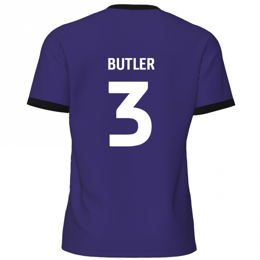 Kinder Fußball Dan Butler #3 Lila Auswärtstrikot Trikot 2024/25 T-Shirt Luxemburg