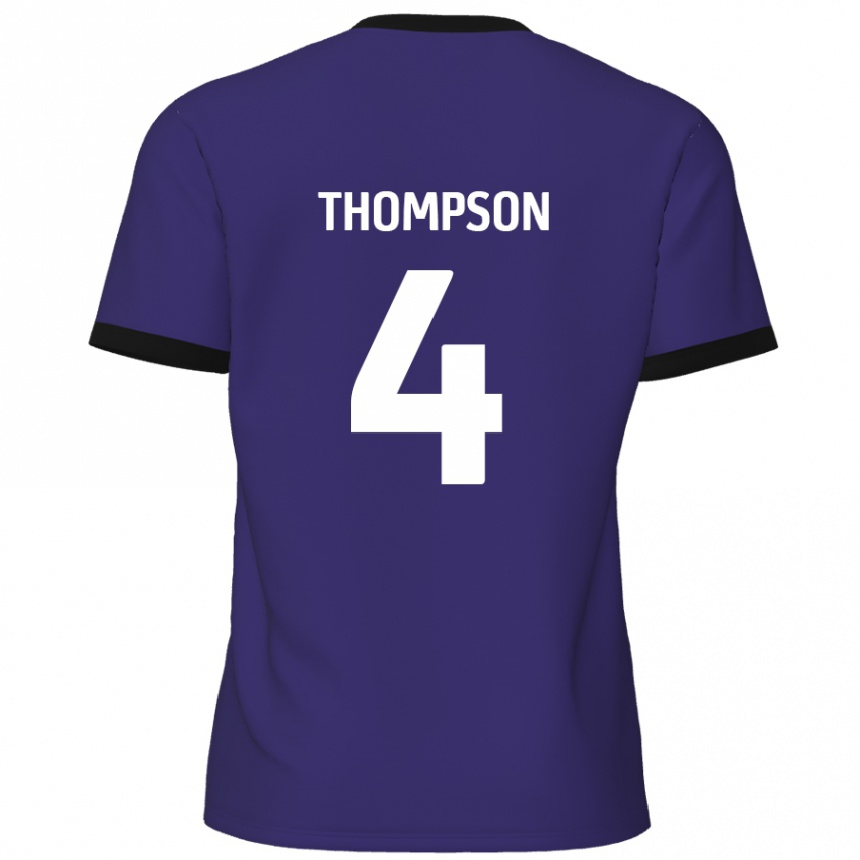 Kinder Fußball Nathan Thompson #4 Lila Auswärtstrikot Trikot 2024/25 T-Shirt Luxemburg