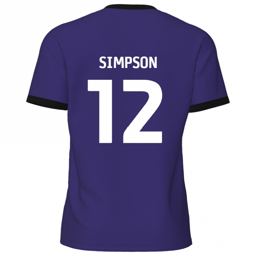 Kinder Fußball Tyreece Simpson #12 Lila Auswärtstrikot Trikot 2024/25 T-Shirt Luxemburg