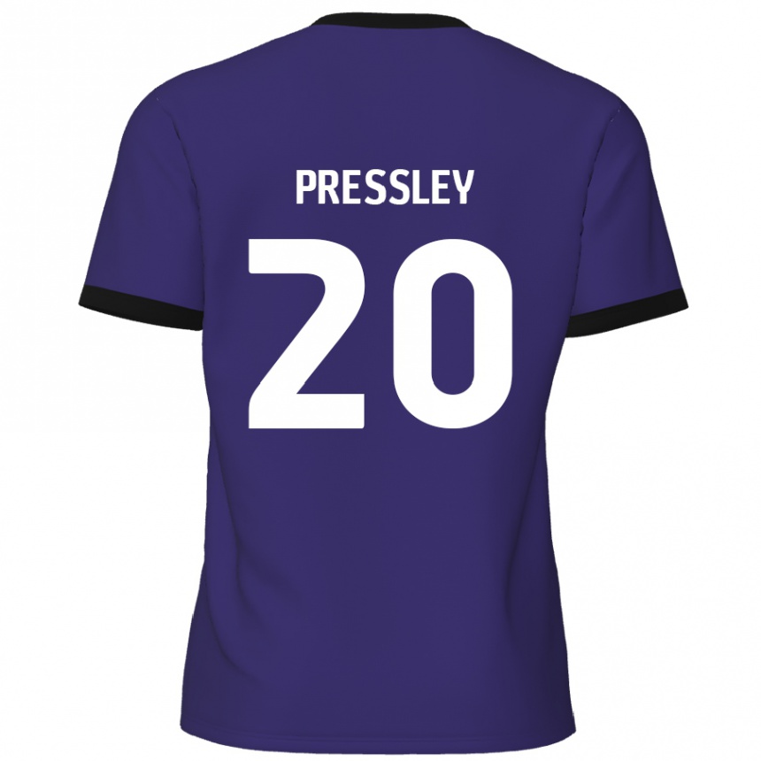 Kinder Fußball Aaron Pressley #20 Lila Auswärtstrikot Trikot 2024/25 T-Shirt Luxemburg