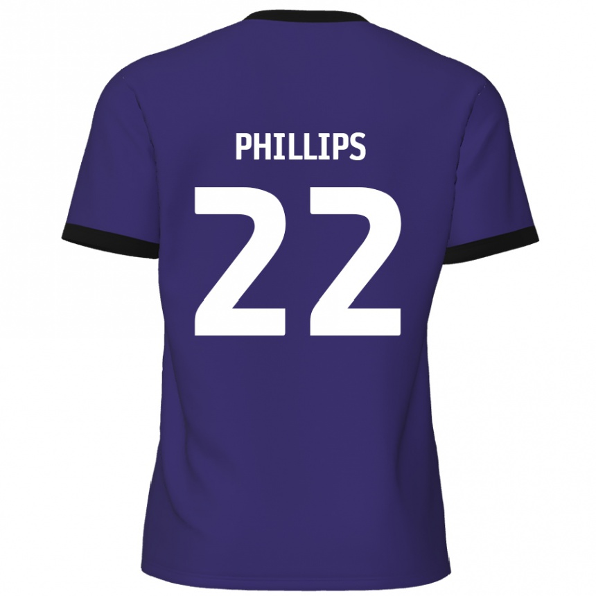 Kinder Fußball Daniel Phillips #22 Lila Auswärtstrikot Trikot 2024/25 T-Shirt Luxemburg