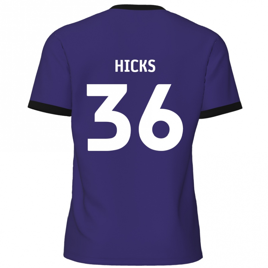 Kinder Fußball David Hicks #36 Lila Auswärtstrikot Trikot 2024/25 T-Shirt Luxemburg