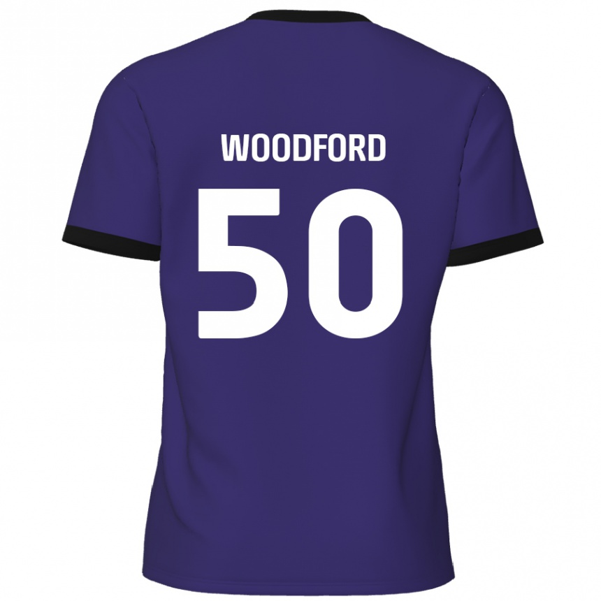 Kinder Fußball Max Woodford #50 Lila Auswärtstrikot Trikot 2024/25 T-Shirt Luxemburg