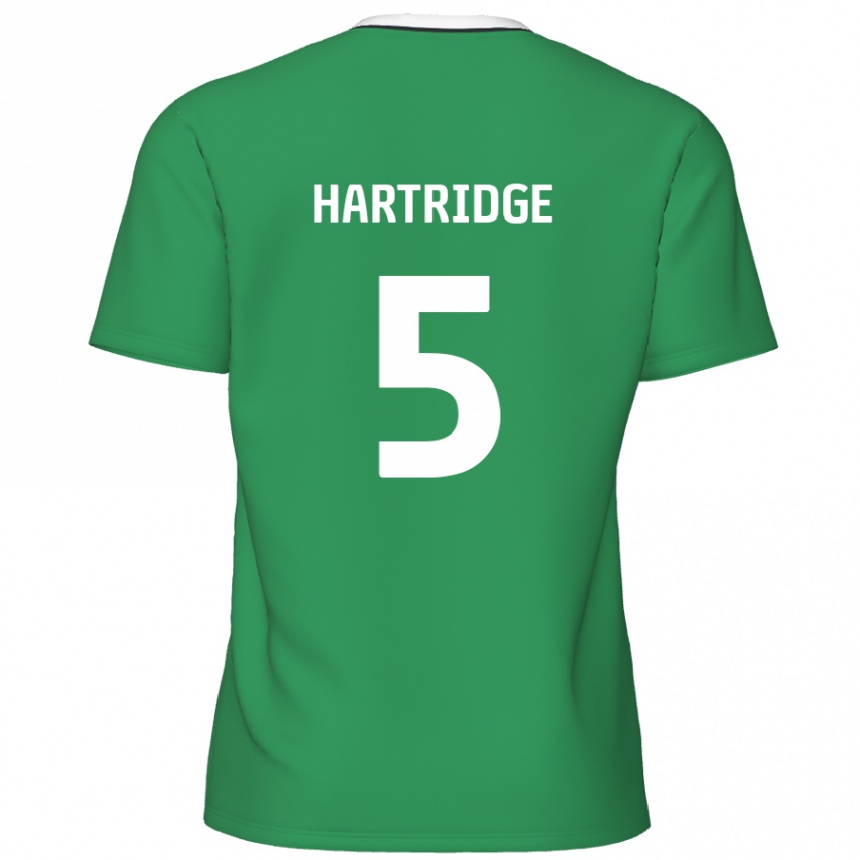 Kinder Fußball Alex Hartridge #5 Grün Weiße Streifen Auswärtstrikot Trikot 2024/25 T-Shirt Luxemburg