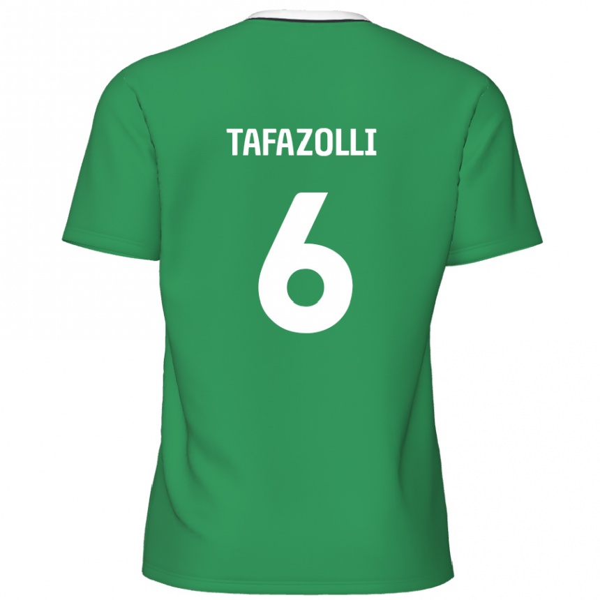 Kinder Fußball Ryan Tafazolli #6 Grün Weiße Streifen Auswärtstrikot Trikot 2024/25 T-Shirt Luxemburg