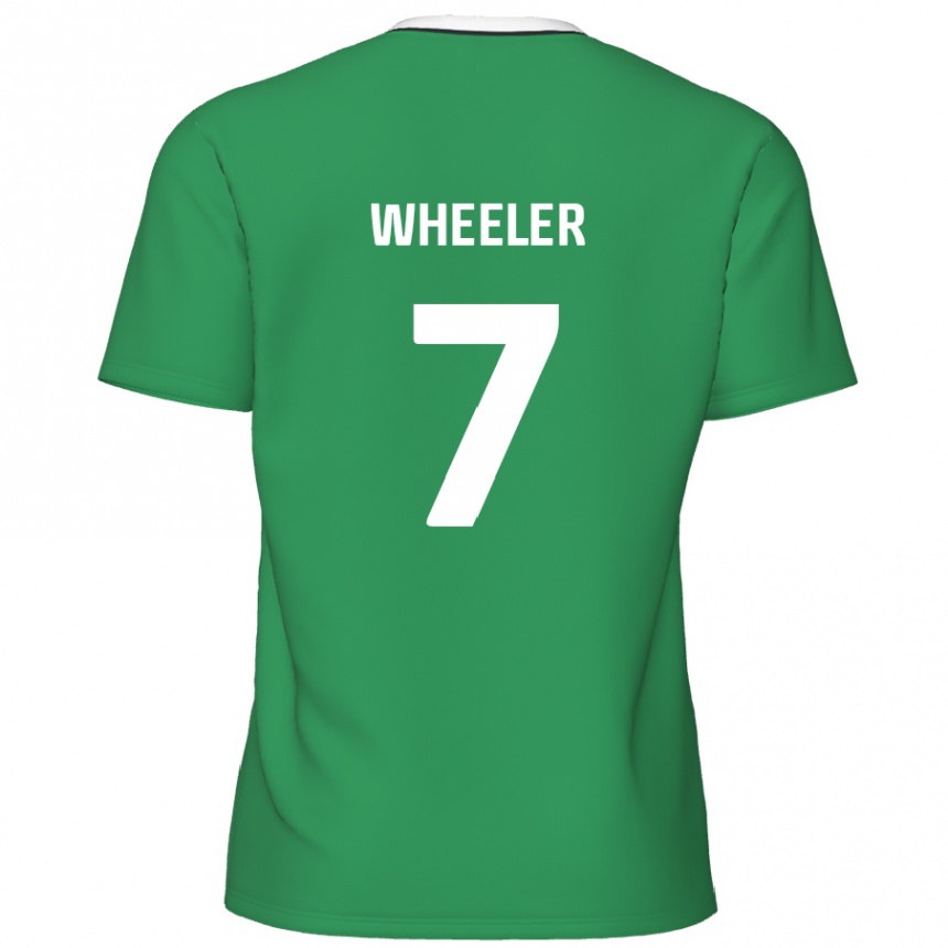 Kinder Fußball David Wheeler #7 Grün Weiße Streifen Auswärtstrikot Trikot 2024/25 T-Shirt Luxemburg