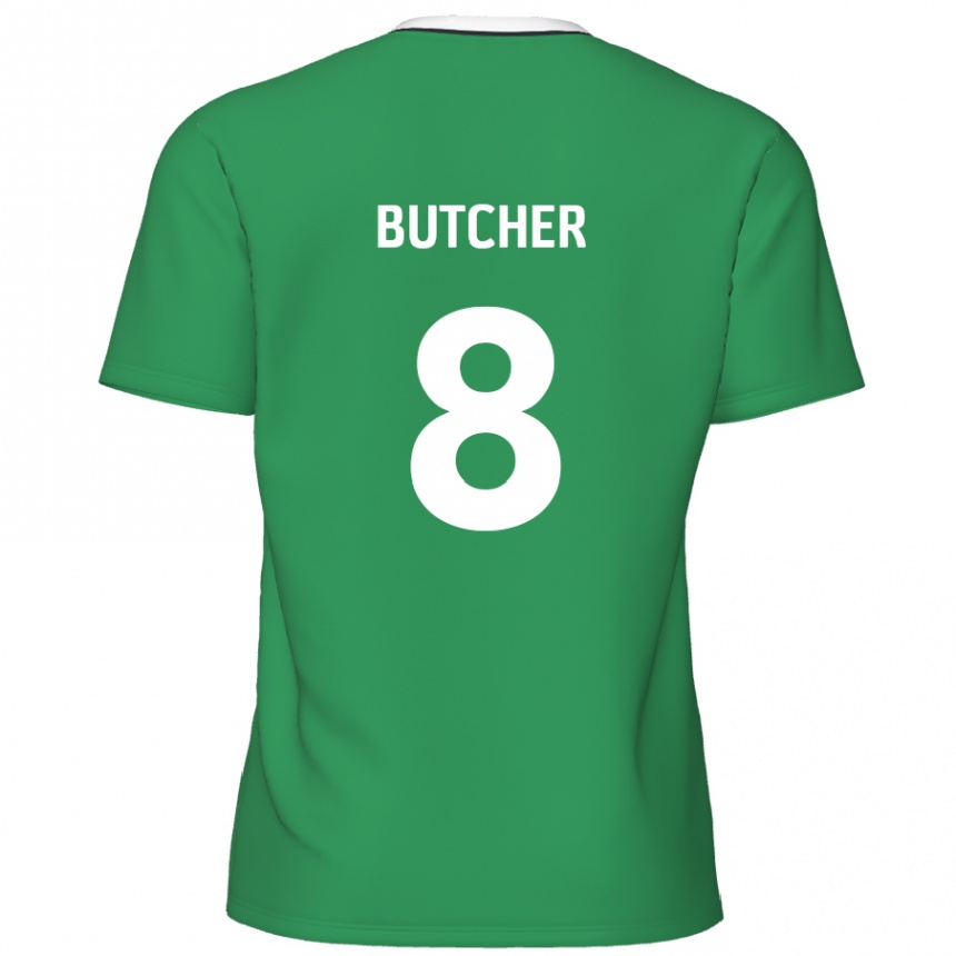 Kinder Fußball Matt Butcher #8 Grün Weiße Streifen Auswärtstrikot Trikot 2024/25 T-Shirt Luxemburg