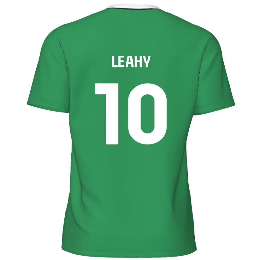 Kinder Fußball Luke Leahy #10 Grün Weiße Streifen Auswärtstrikot Trikot 2024/25 T-Shirt Luxemburg