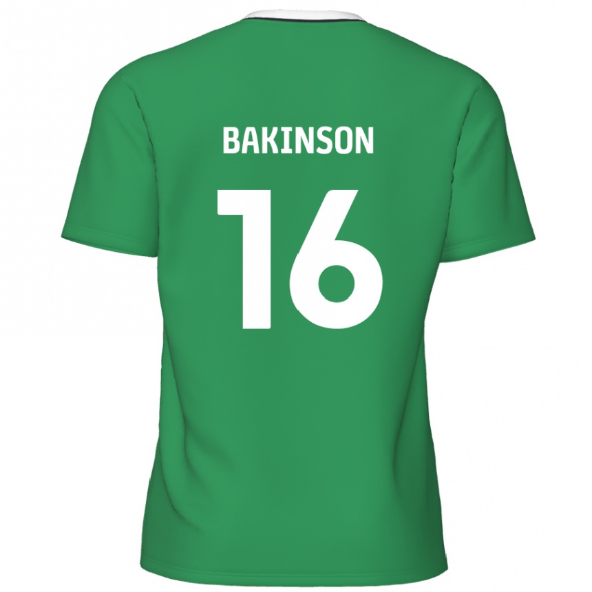 Kinder Fußball Tyreeq Bakinson #16 Grün Weiße Streifen Auswärtstrikot Trikot 2024/25 T-Shirt Luxemburg