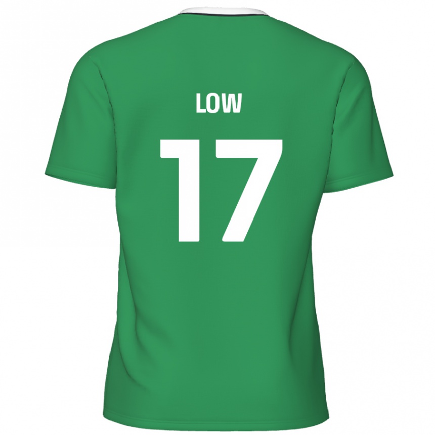 Kinder Fußball Joe Low #17 Grün Weiße Streifen Auswärtstrikot Trikot 2024/25 T-Shirt Luxemburg