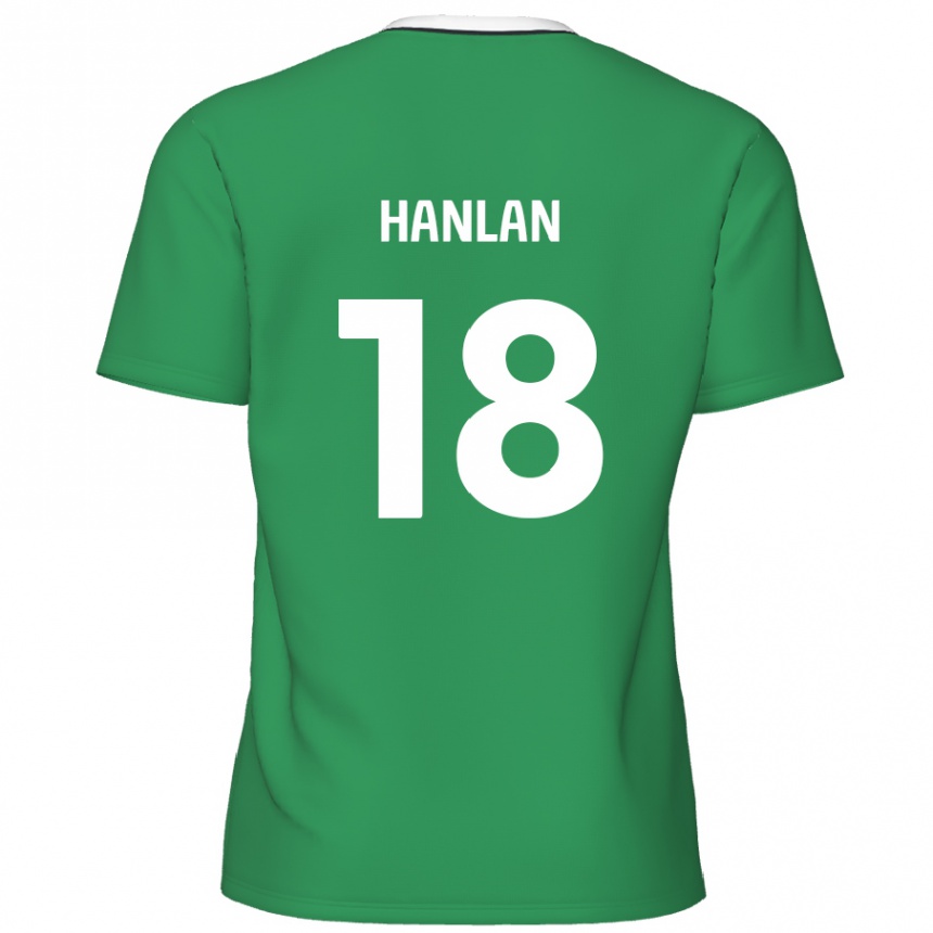 Kinder Fußball Brandon Hanlan #18 Grün Weiße Streifen Auswärtstrikot Trikot 2024/25 T-Shirt Luxemburg