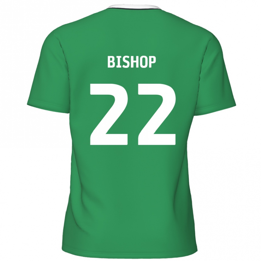 Kinder Fußball Nathan Bishop #22 Grün Weiße Streifen Auswärtstrikot Trikot 2024/25 T-Shirt Luxemburg