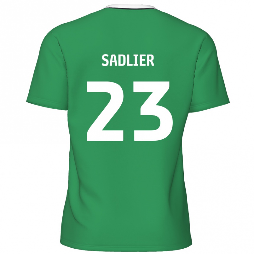 Kinder Fußball Kieran Sadlier #23 Grün Weiße Streifen Auswärtstrikot Trikot 2024/25 T-Shirt Luxemburg