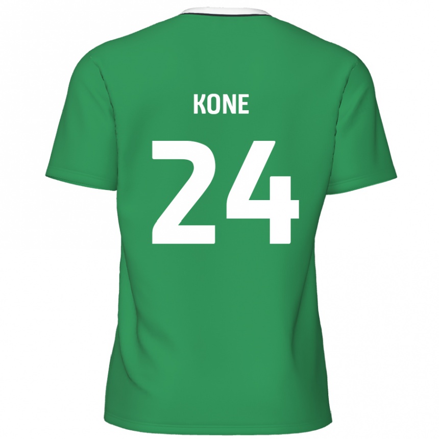 Kinder Fußball Richard Kone #24 Grün Weiße Streifen Auswärtstrikot Trikot 2024/25 T-Shirt Luxemburg