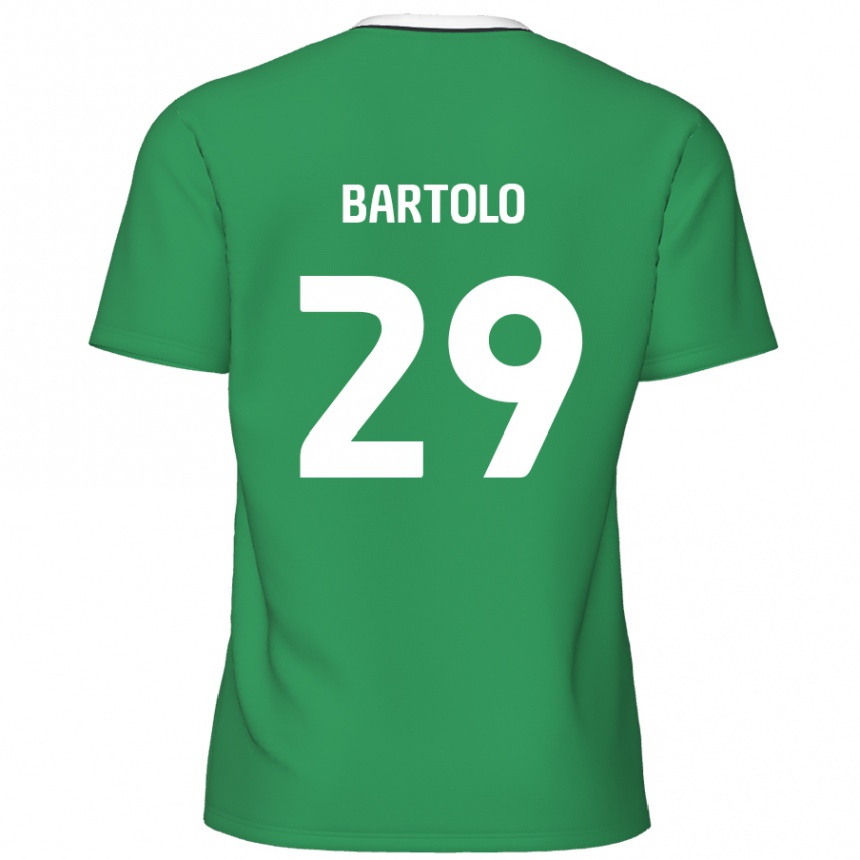 Kinder Fußball Jaiden Bartolo #29 Grün Weiße Streifen Auswärtstrikot Trikot 2024/25 T-Shirt Luxemburg