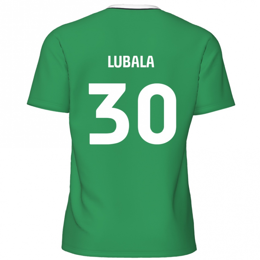 Kinder Fußball Bez Lubala #30 Grün Weiße Streifen Auswärtstrikot Trikot 2024/25 T-Shirt Luxemburg