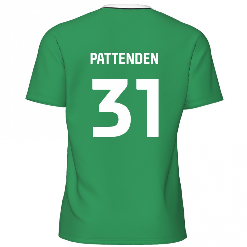 Kinder Fußball Jasper Pattenden #31 Grün Weiße Streifen Auswärtstrikot Trikot 2024/25 T-Shirt Luxemburg