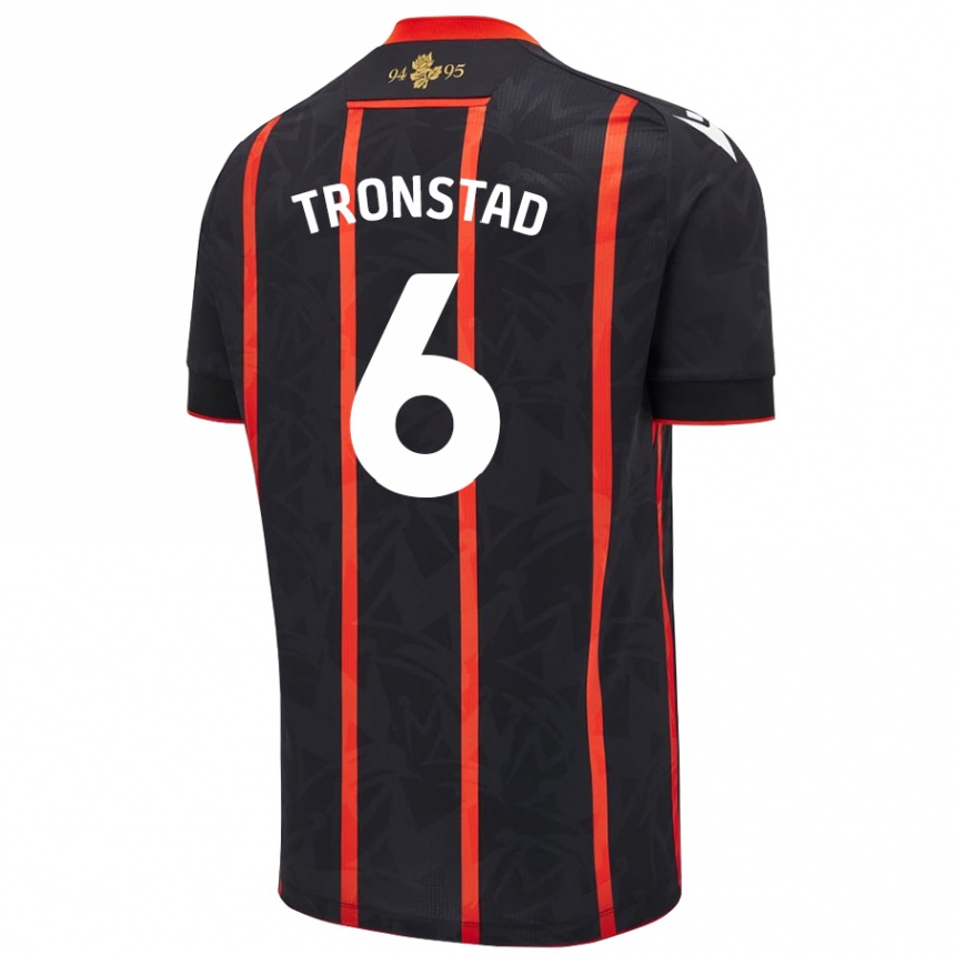 Kinder Fußball Sondre Tronstad #6 Schwarz Rot Auswärtstrikot Trikot 2024/25 T-Shirt Luxemburg