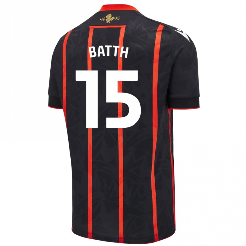 Kinder Fußball Danny Batth #15 Schwarz Rot Auswärtstrikot Trikot 2024/25 T-Shirt Luxemburg