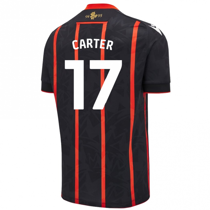 Kinder Fußball Hayden Carter #17 Schwarz Rot Auswärtstrikot Trikot 2024/25 T-Shirt Luxemburg